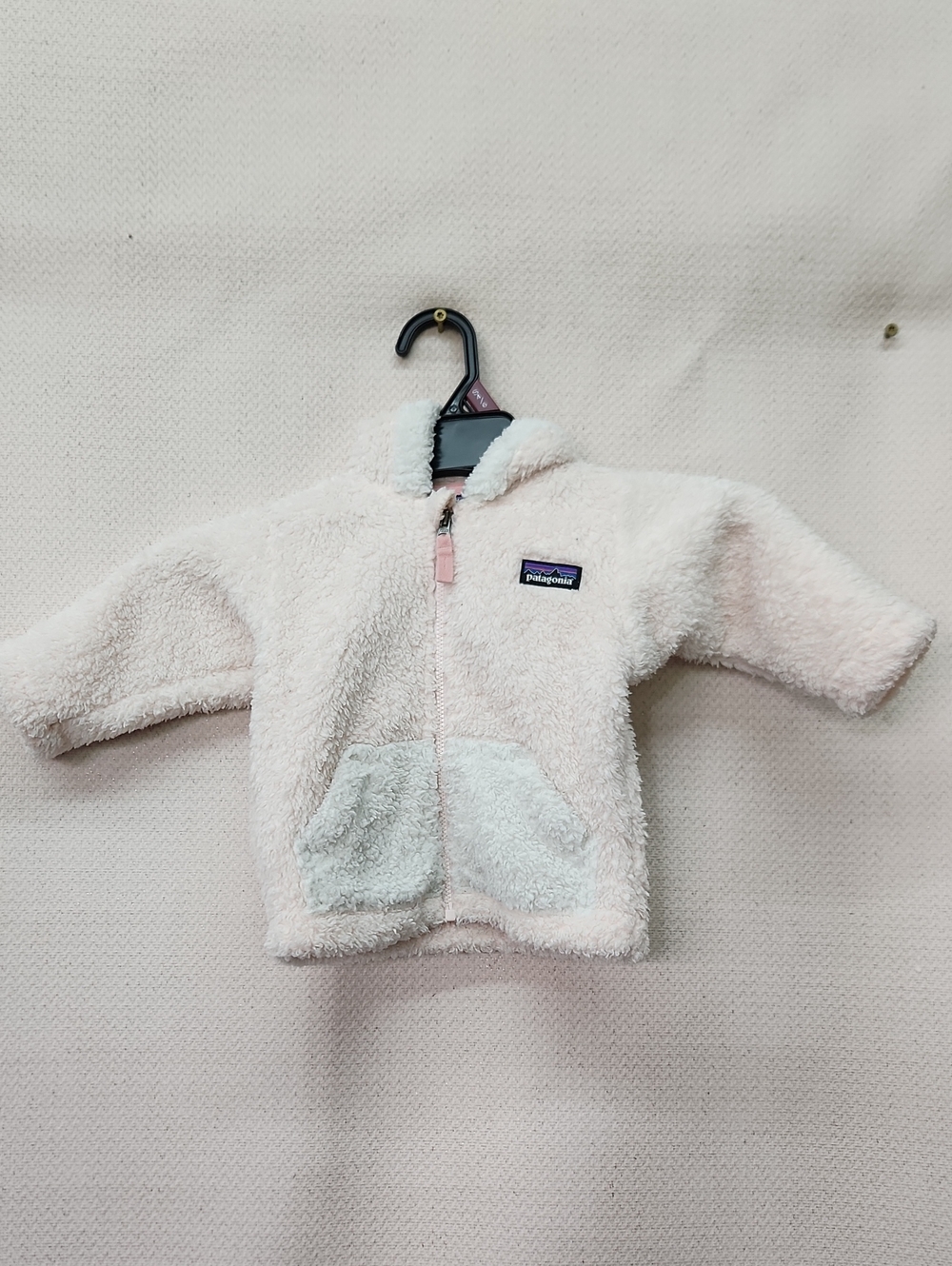 Patagonia Baby Fleece Hoodie in Light Pink with Cream Pockets